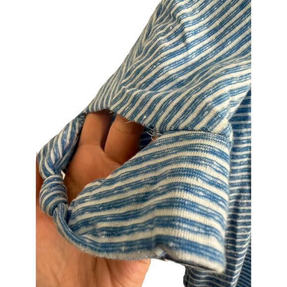 Melrose And Market Blue White Striped Knot Sleeve V-Neck T-Shirt Small‎ NEW - Picture 6 of 8